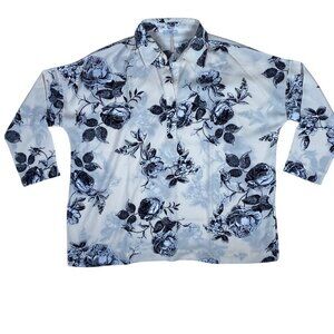 Studio‎ 1886 Womens Floral Blouse L/G 12-14 3/4 Sleeve  Black & Beige
